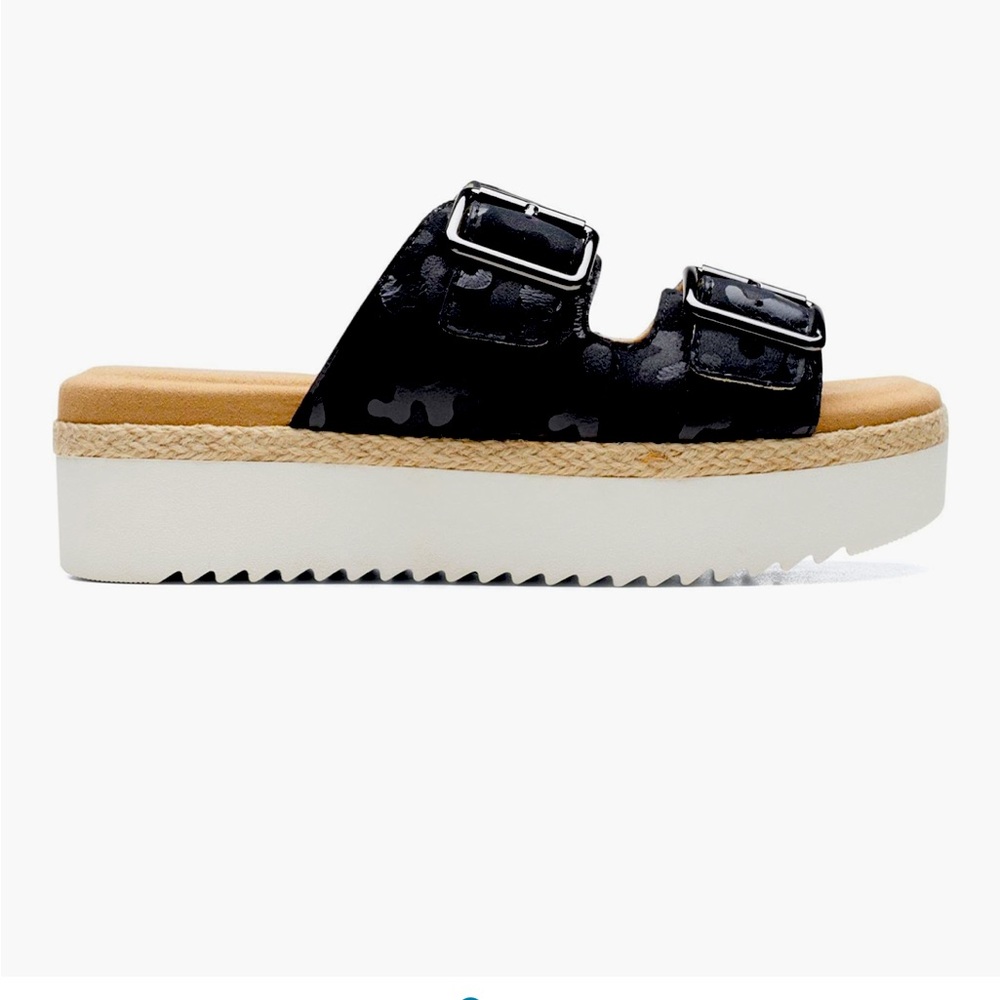 Clark’s Lana black camo platform sandals